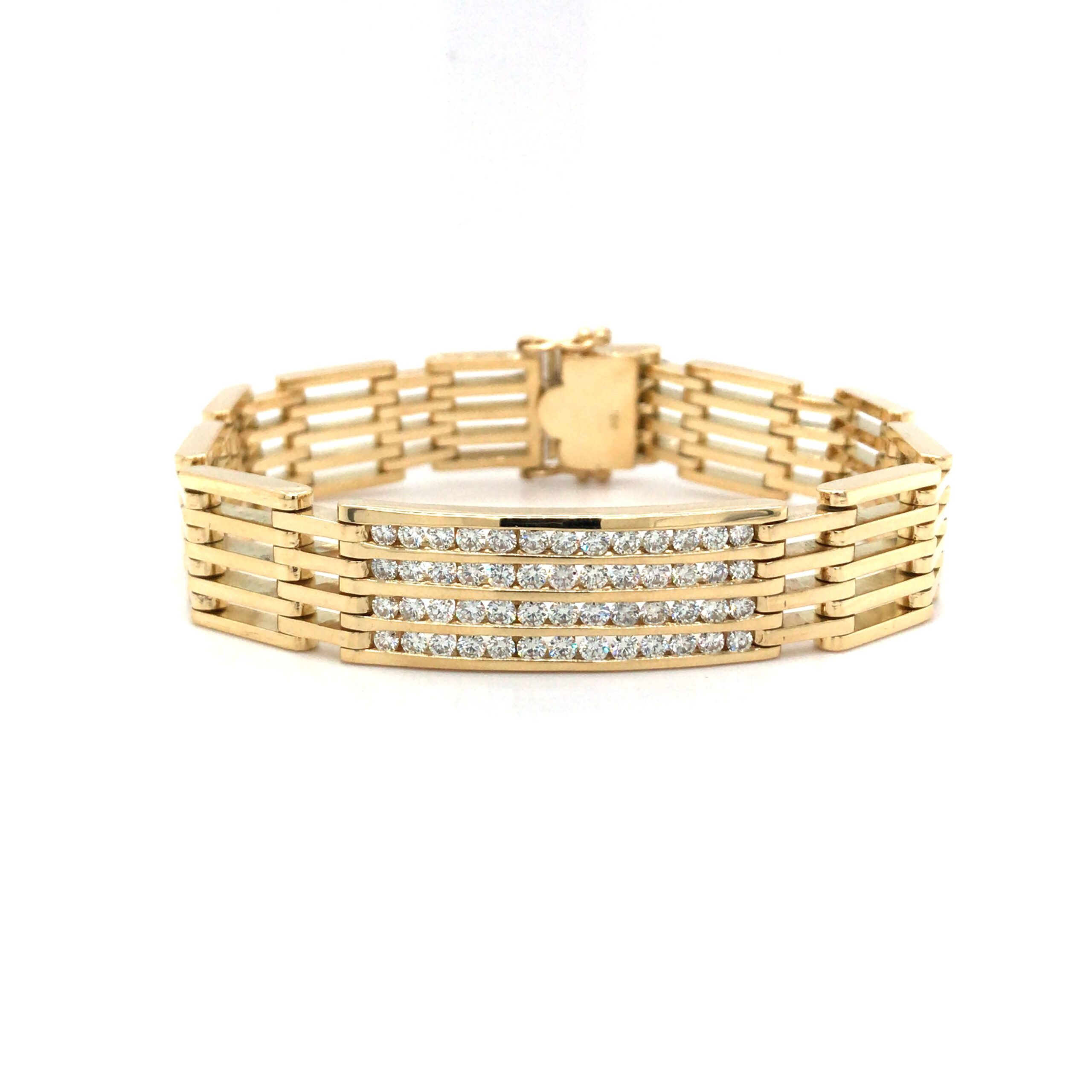Estate Men’s Four Row Diamond Bracelet 18k Yellow Gold 8.25″ – MDLive ...