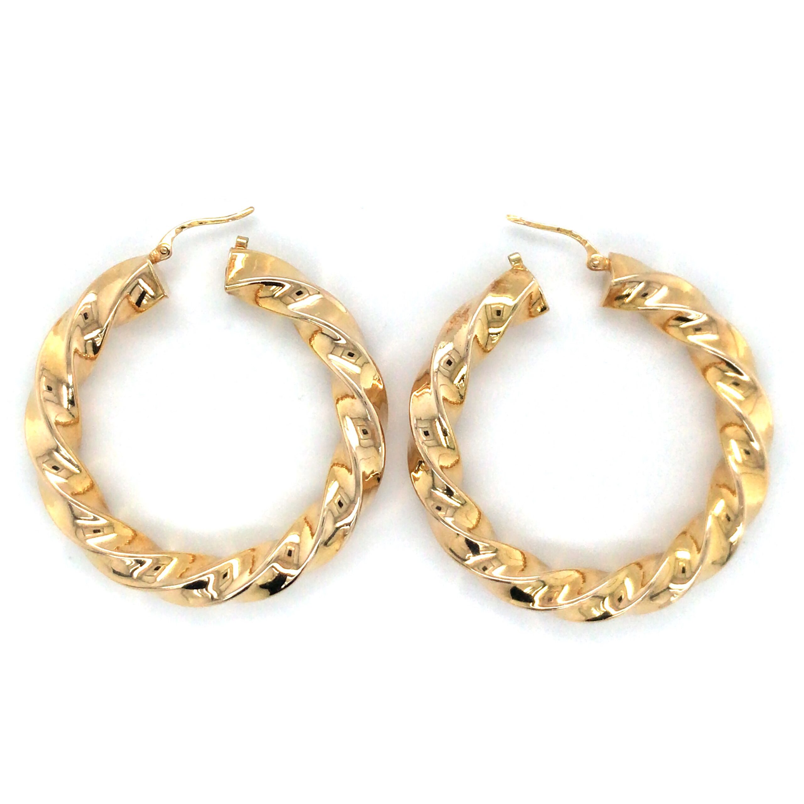 UnoAErre 1.75″ Twisted Hoop Earrings 14k Yellow Gold – MDLive by Manage ...